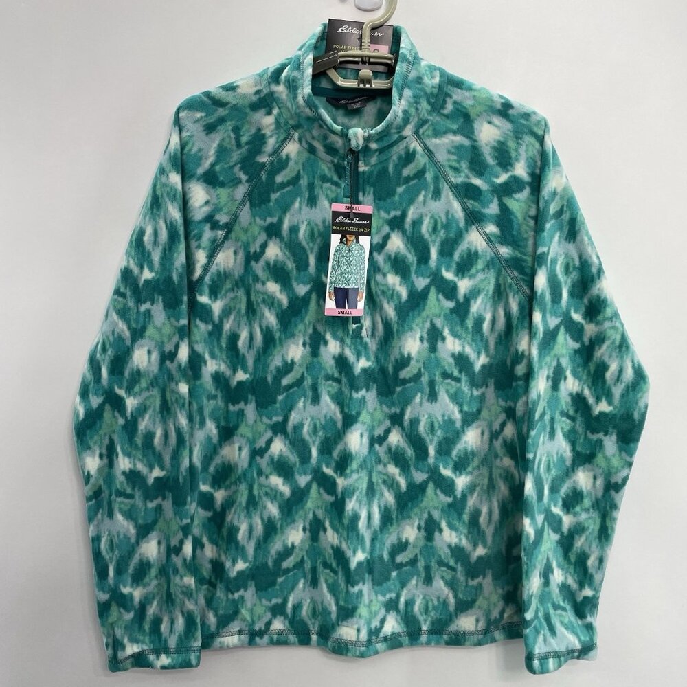 Eddie Bauer 1/4 Zip Polar Fleece Pullover Jacket Leaf Green Womens S